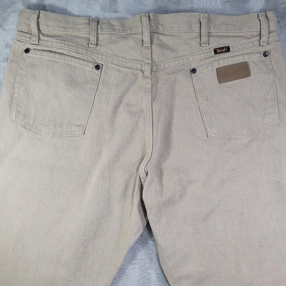 Wrangler Jeans Mens 40x30 Beige Light Wash Regular Straight Zip Fly Denim Cotton